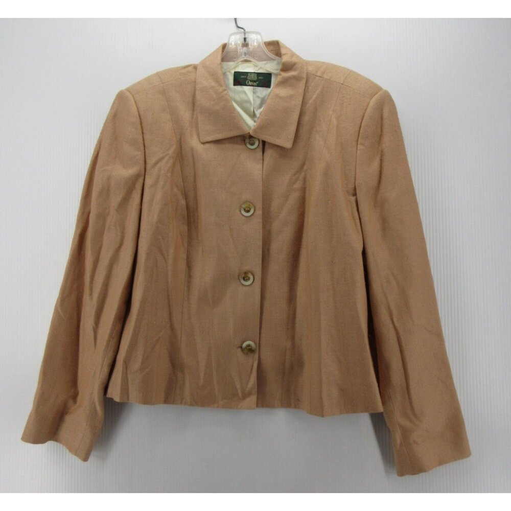 VINTAGE Orvis Blazer 18 Plus Camel Silk Jacket Cottage Office USA *
